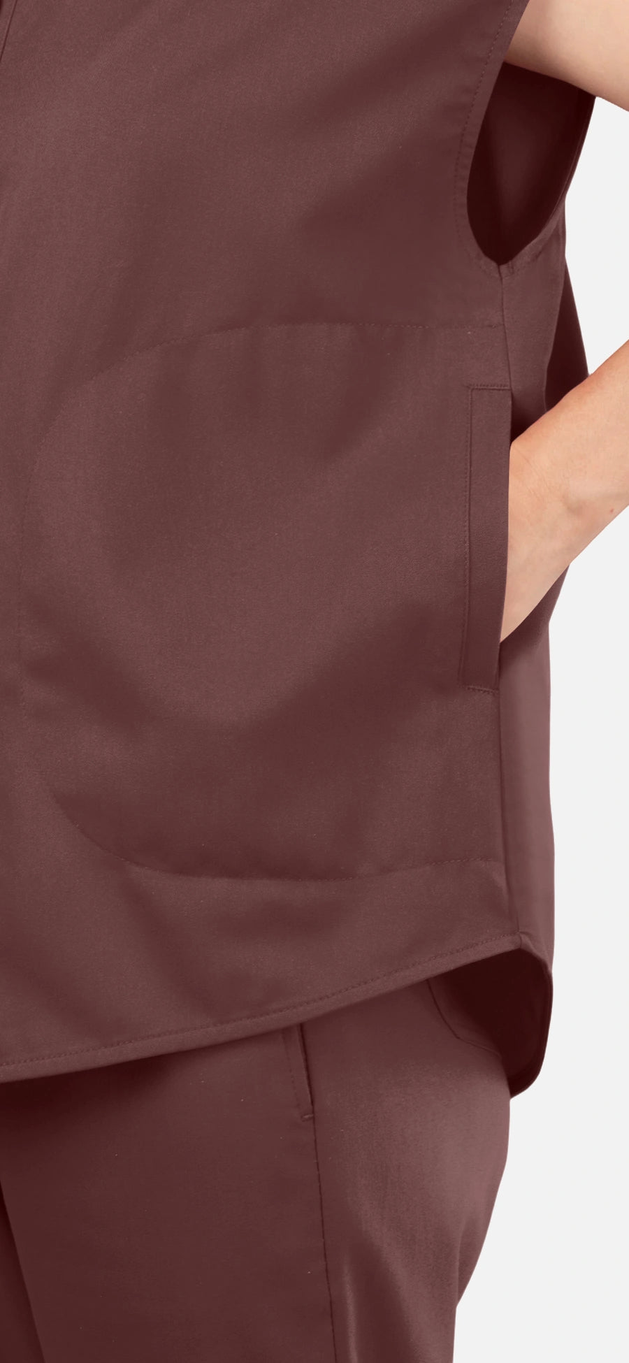 Coffee – Eadflie Women's Sleeveless Mandarin Collar Jogger Uniform Set – product image 47
