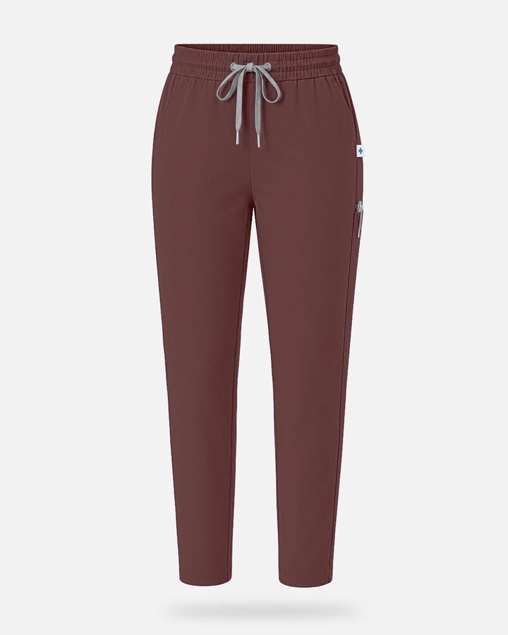 Eadflie Women's Slim Fit Tapered Cargo Uniform Pants - Coffee