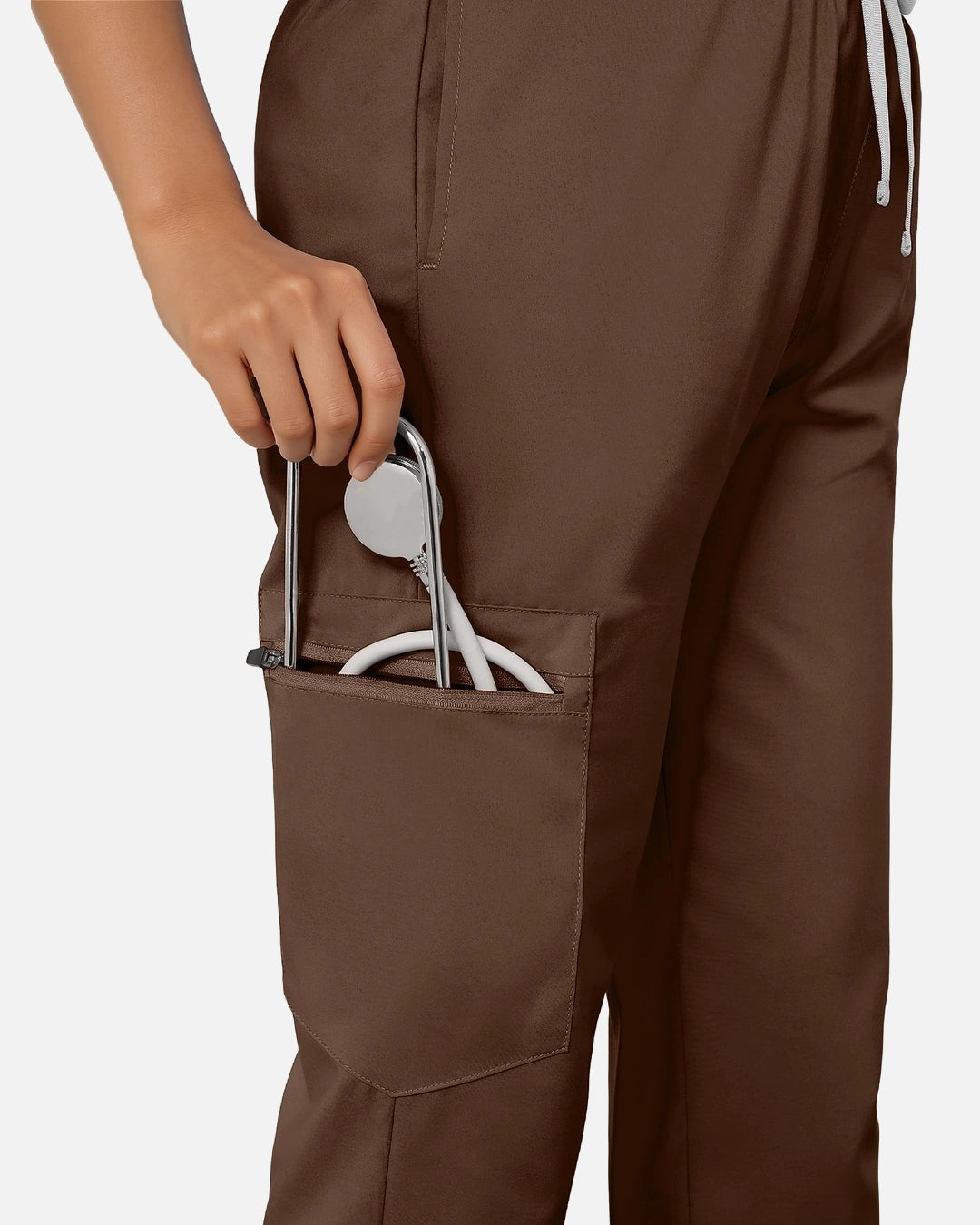 Coffee – Eadflie Women's Classic V-Neck Jogger Uniform Set – product image 05