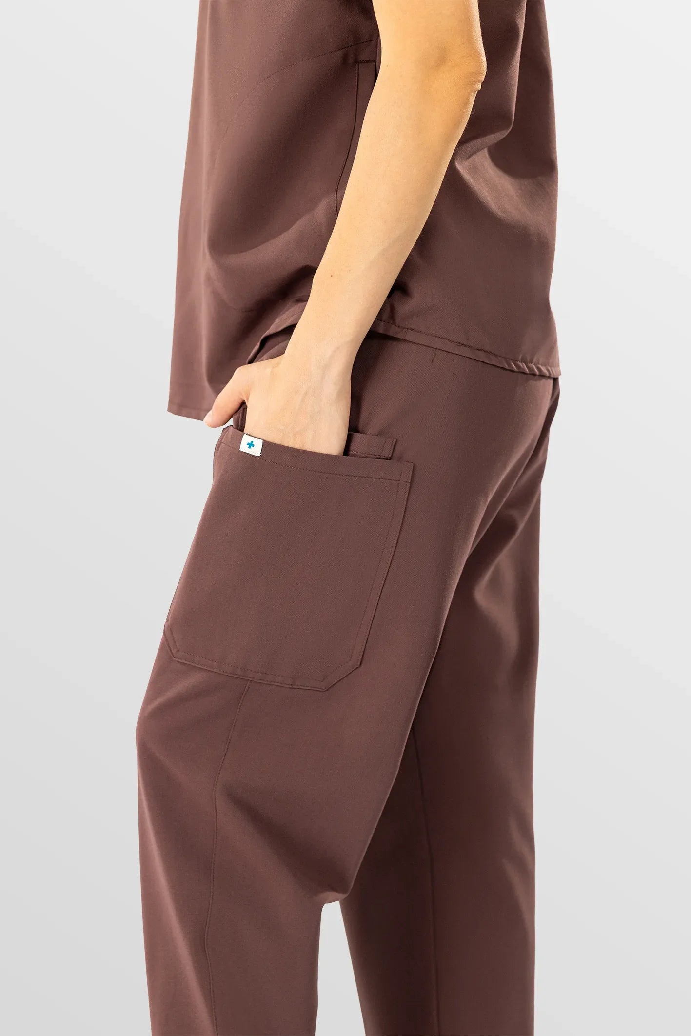Coffee Eipnare Women's Henley Collar Sleeveless Jogger Scrub Set - Stretch Medical Scrubs for Women