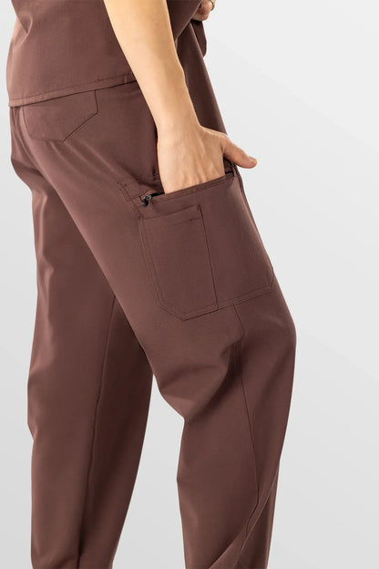 Coffee Eipnare Women's Henley Collar Sleeveless Jogger Scrub Set - Stretch Medical Scrubs for Women
