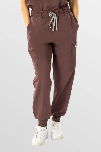 Coffee Eipnare Women's Henley Collar Sleeveless Jogger Scrub Set - Stretch Medical Scrubs for Women
