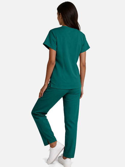 Dark Green – Eadflie Women's Woven V-Neck Uniform Set – Straight-Leg Structured – product image 73