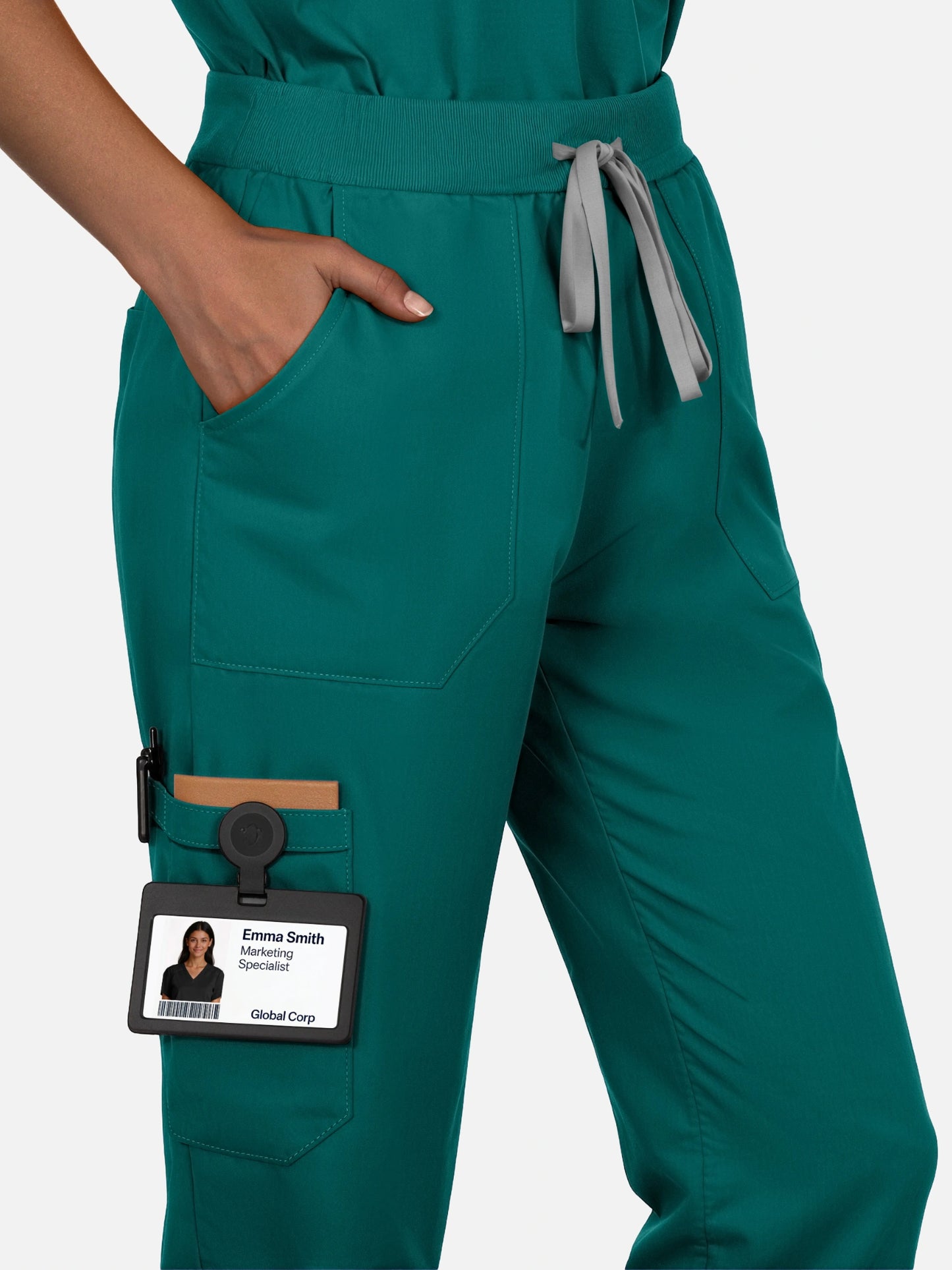 Dark Green – Eadflie Women's Woven V-Neck Uniform Set – Straight-Leg Structured – product image 76