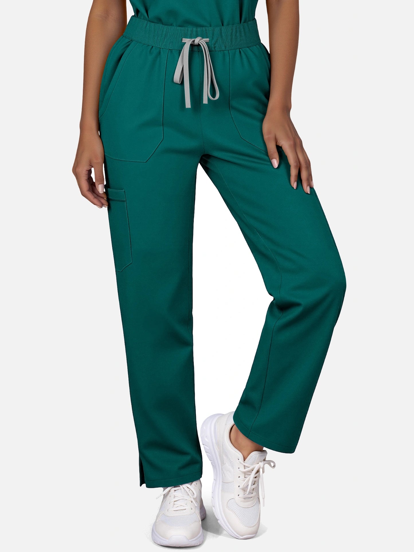 Dark Green – Eadflie Women's Woven V-Neck Uniform Set – Straight-Leg Structured – product image 77
