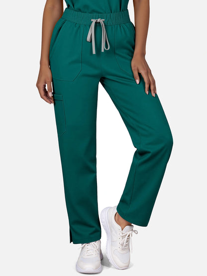 Dark Green – Eadflie Women's Woven V-Neck Uniform Set – Straight-Leg Structured – product image 77