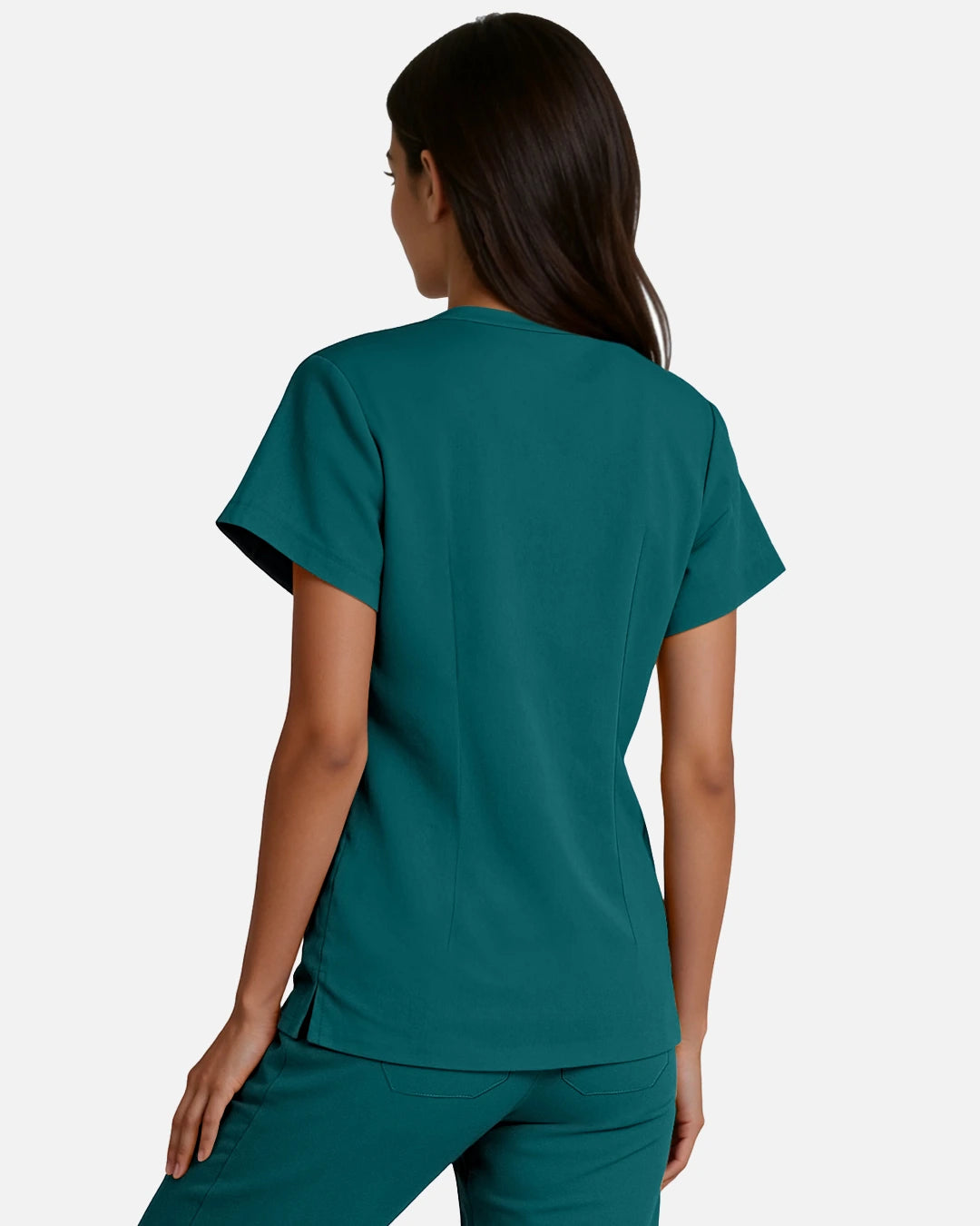Dark Green – Eadflie Women's Woven V-Neck Uniform Top – Structured with Shoulder Piping – product image 20