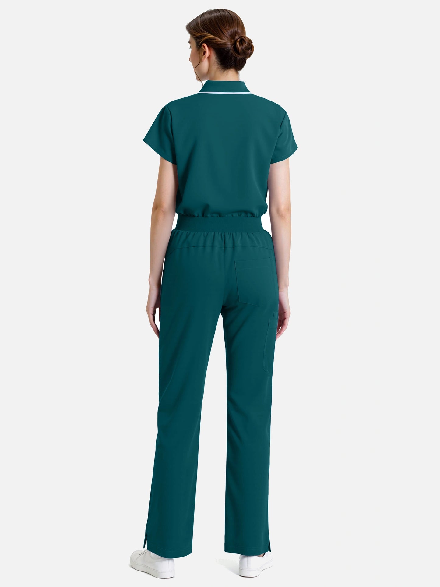 Dark Green – Eadflie Women's Zip Polo Straight-Leg Uniform Set – product image 66