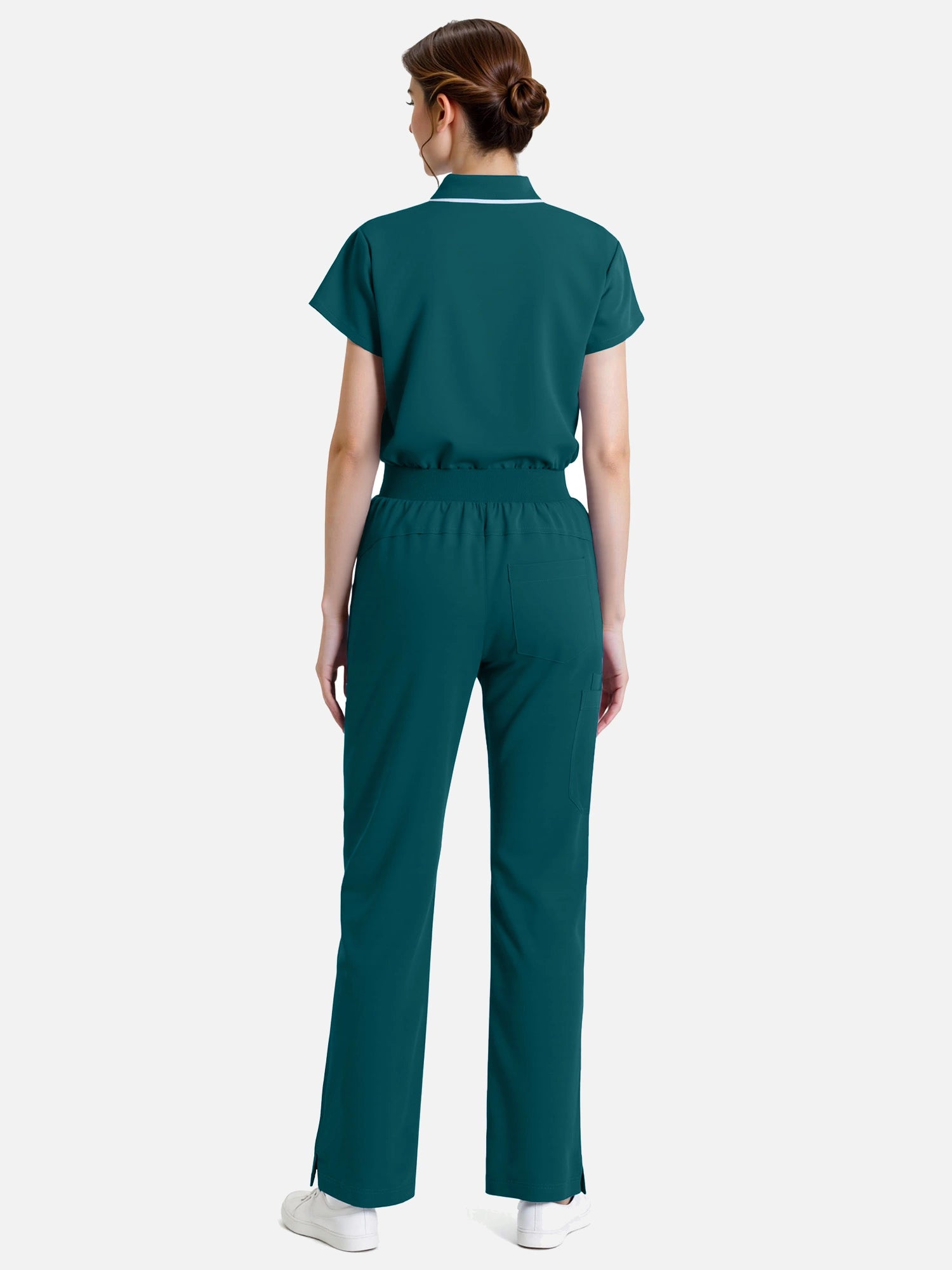 Dark Green – Eadflie Women's Zip Polo Straight-Leg Uniform Set – product image 66