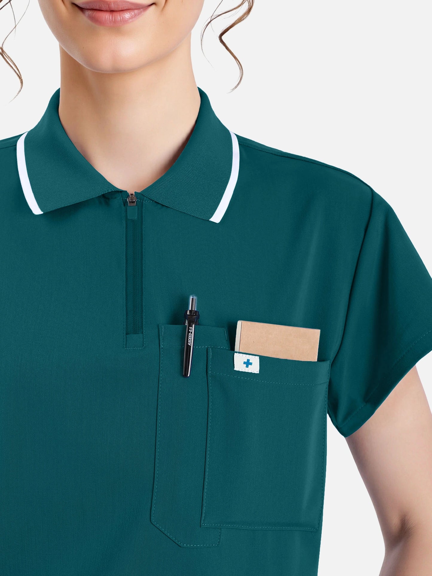 Dark Green – Eadflie Women's Zip Polo Straight-Leg Uniform Set – product image 67