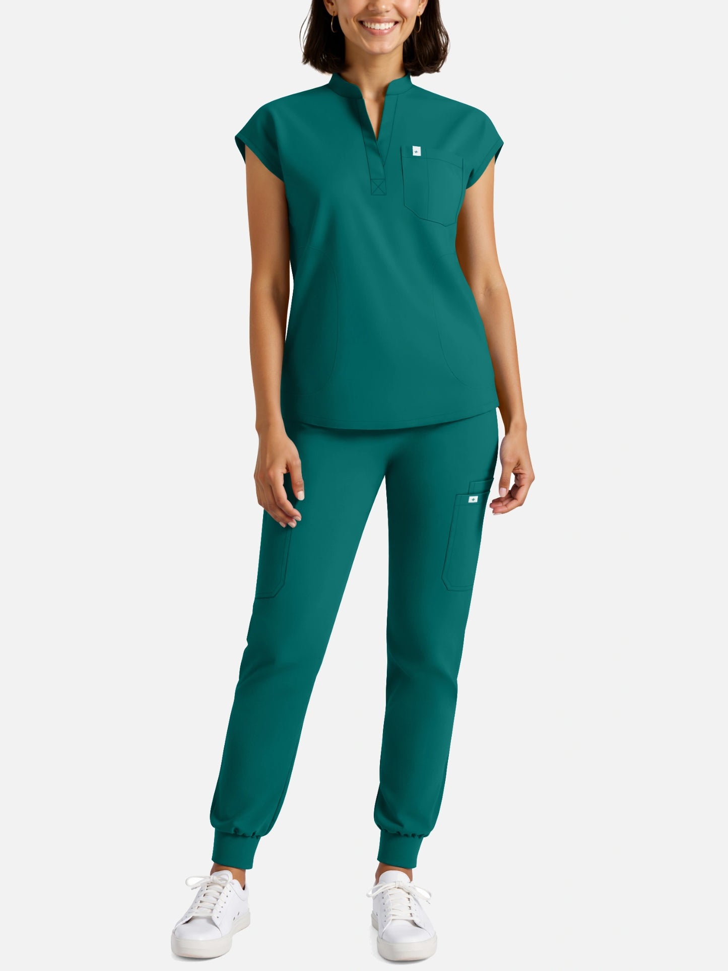 Dark Green – Eadflie Women's Henley Sleeveless Jogger Uniform Set – product image 66