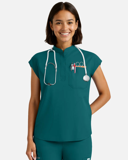 Dark Green – Eadflie Women's Sleeveless Henley Uniform Top – product image 68
