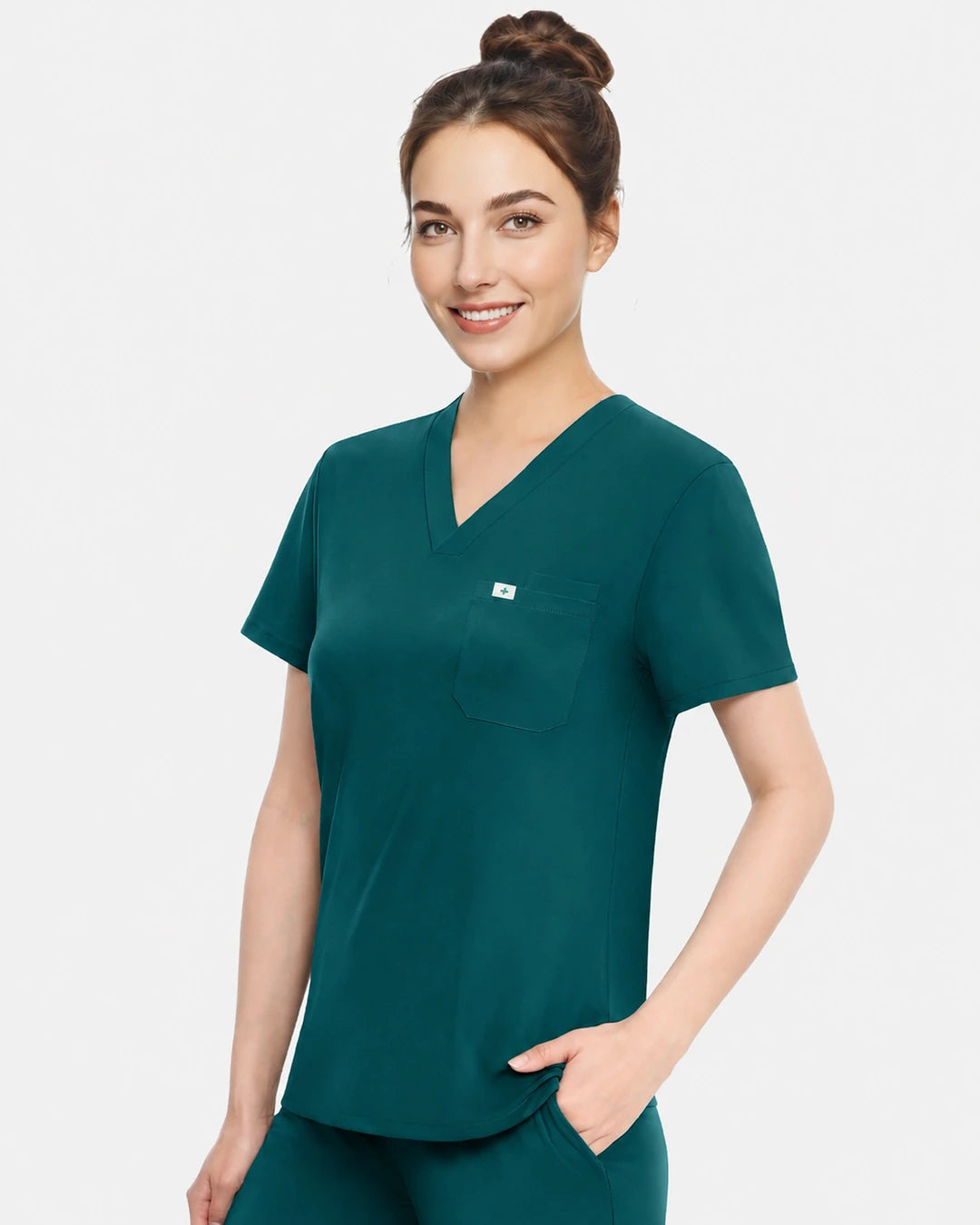 Dark Green – Eadflie Women's Classic V-Neck Uniform Top – product image 79