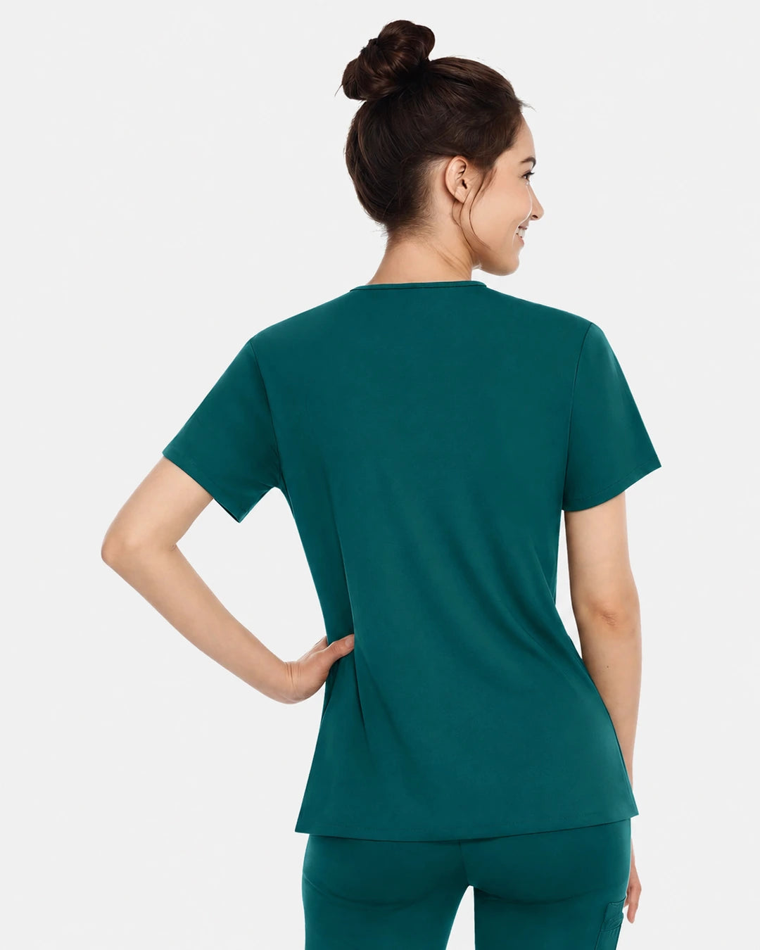 Dark Green – Eadflie Women's Classic V-Neck Uniform Top – product image 80