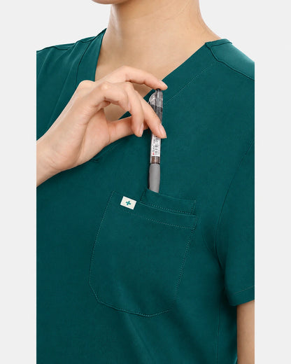 Dark Green – Eadflie Women's Classic V-Neck Uniform Top – product image 81