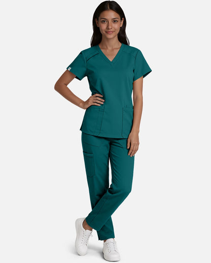 Dark Green – Eadflie Women's Woven Straight-Leg Uniform Pants – Structured Tailored Bottoms – product image 72