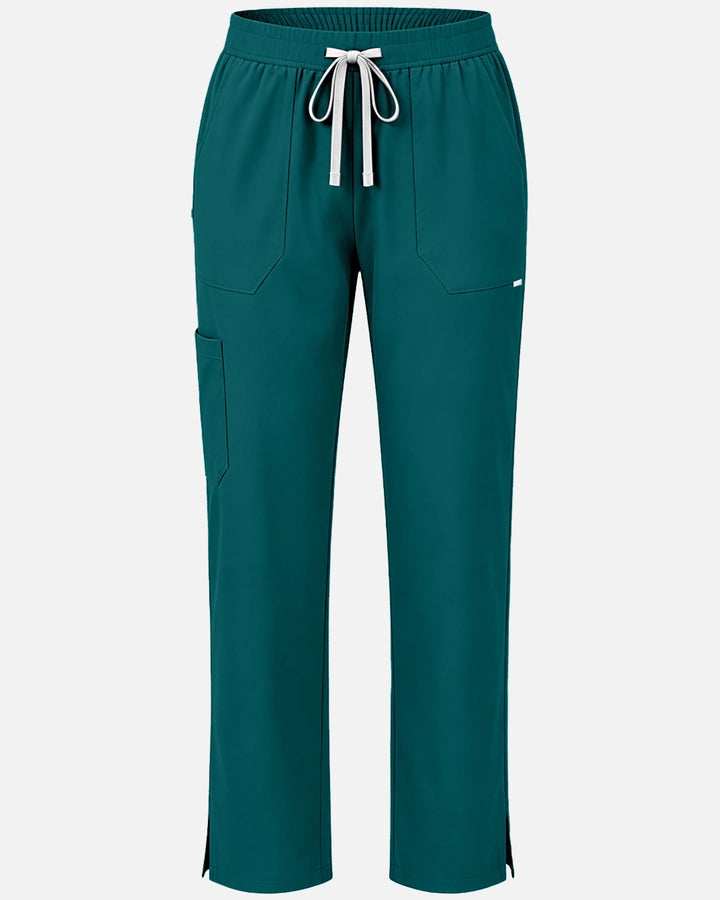 Eadflie Women's Woven Straight-Leg Uniform Pants – Structured Tailored Bottoms - Dark Green