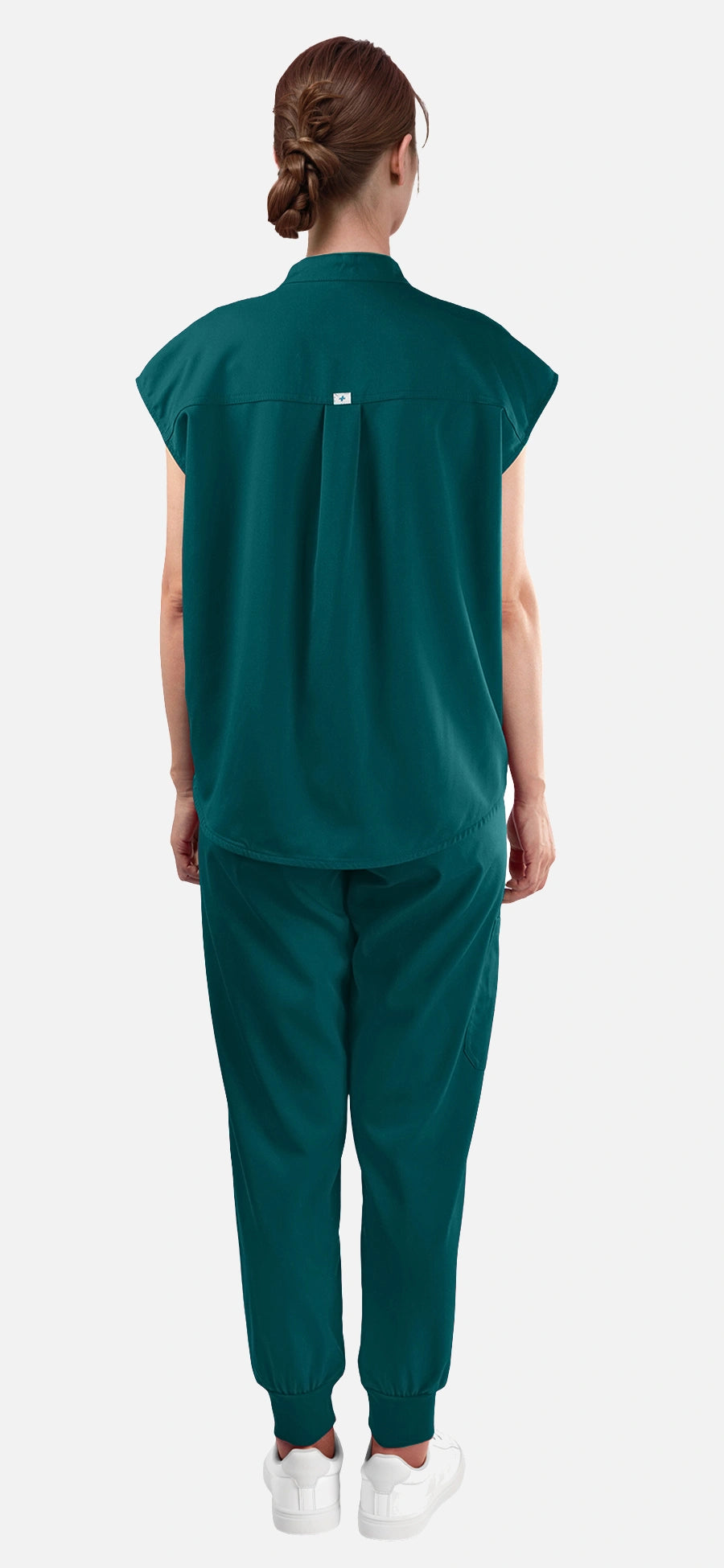 Dark Green – Eadflie Women's Sleeveless Mandarin Collar Jogger Uniform Set – product image 69