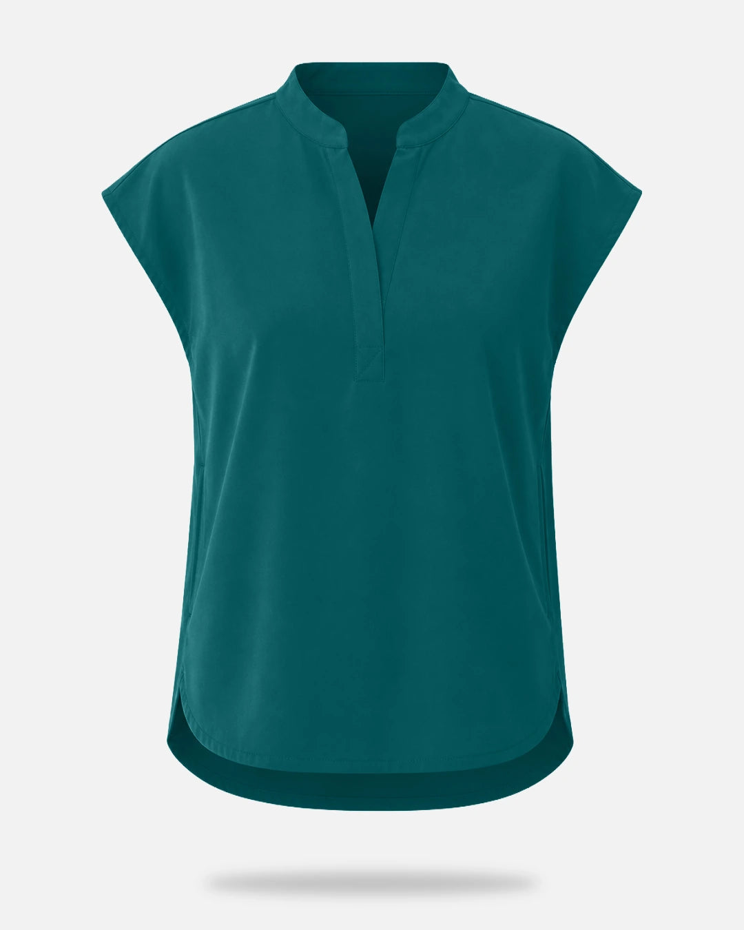 Dark Green – Eadflie Women's Sleeveless Mandarin Collar Uniform Top – product image 13