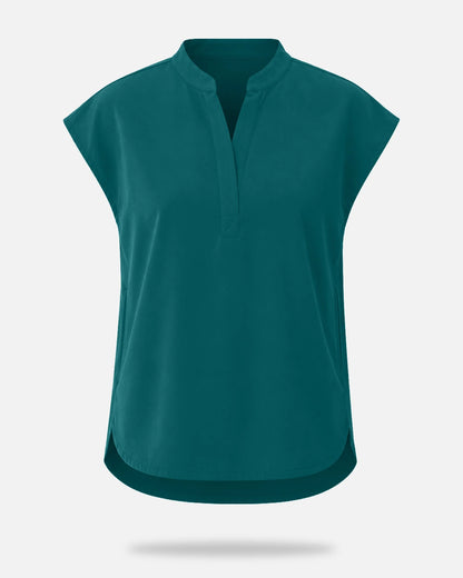 Dark Green – Eadflie Women's Sleeveless Mandarin Collar Uniform Top – product image 13