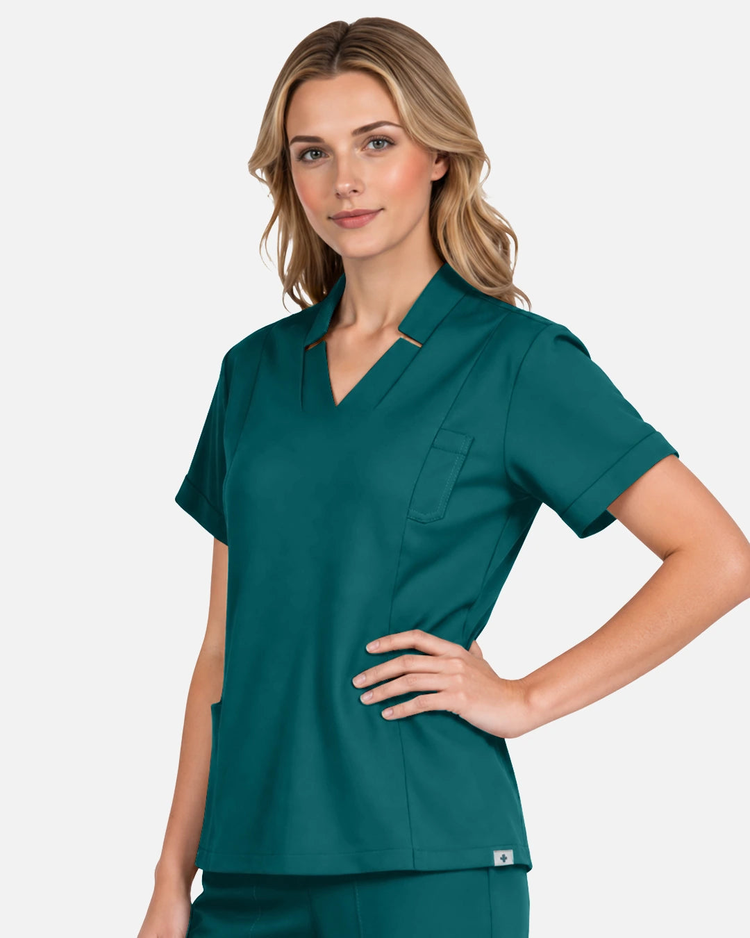 Dark Green – Eadflie Women's Split V-Neck Uniform Top – product image 64