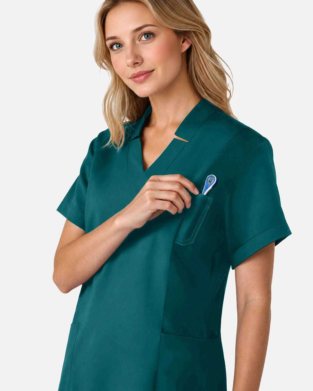 Dark Green – Eadflie Women's Split V-Neck Uniform Top – product image 66