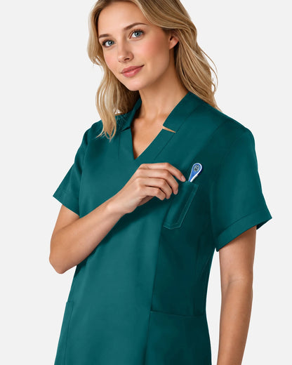 Dark Green – Eadflie Women's Split V-Neck Uniform Top – product image 66