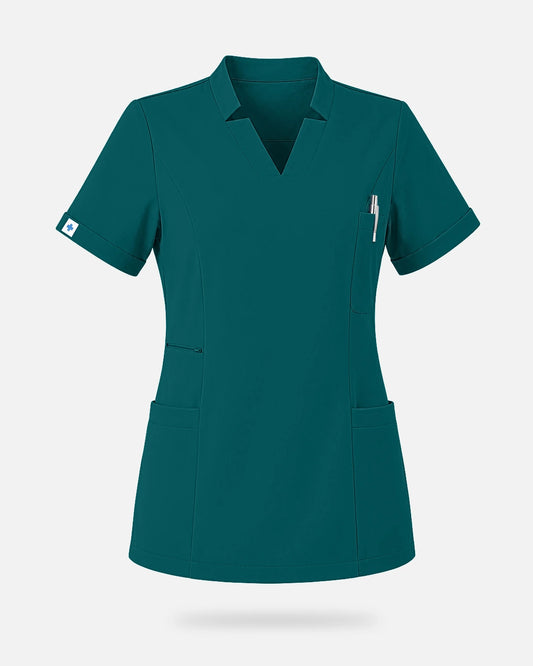 Dark Green – Eadflie Women's Split V-Neck Uniform Top – product image 61