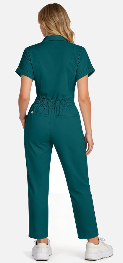Dark Green – Eadflie Women's Split V-Neck Uniform Set – Tapered-Leg 9-Pocket Slim Fit – product image 70
