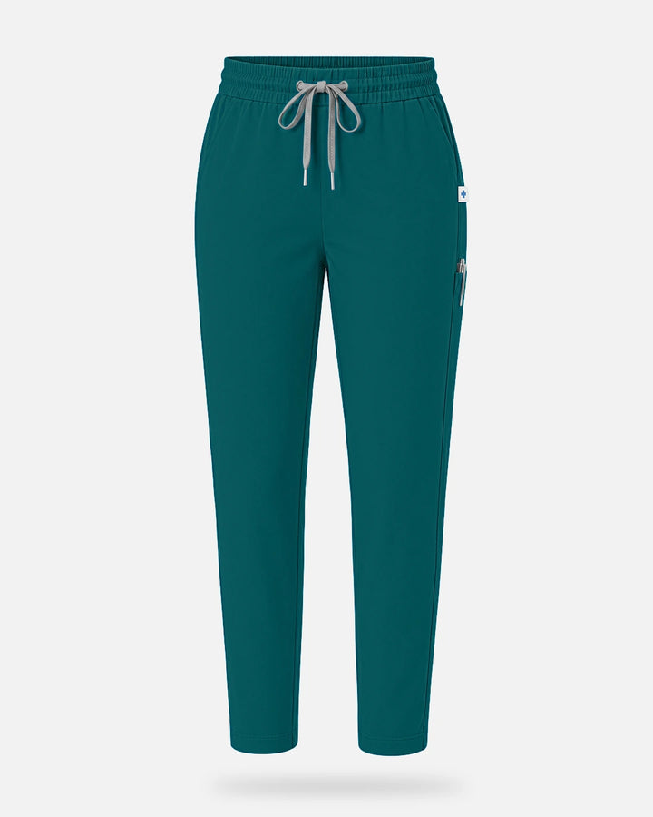 Eadflie Women's Slim Fit Tapered Cargo Uniform Pants - Dark Green
