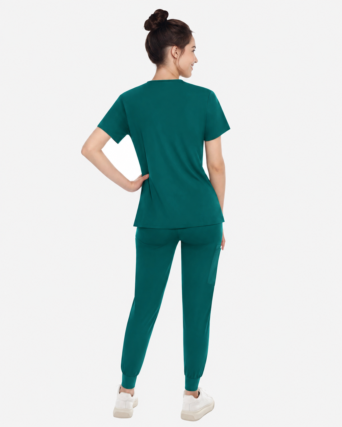 Dark Green – Eadflie Women's Knit V-Neck Jogger Uniform Set – product image 94