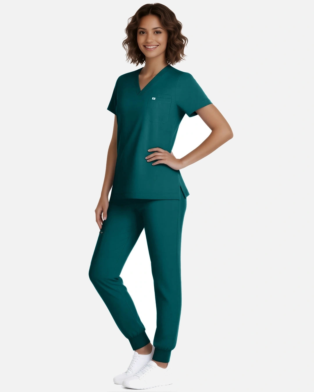 Dark Green – Eadflie Women's Classic V-Neck Jogger Uniform Set – product image 59