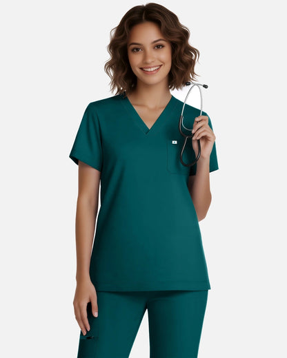 Dark Green – Eadflie Women's Classic V-Neck Jogger Uniform Set – product image 63