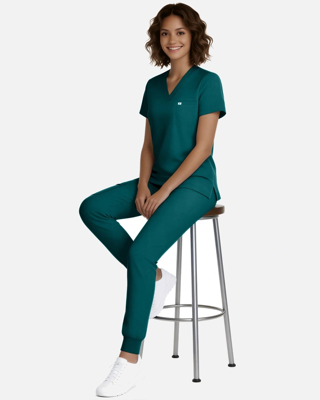 Dark Green – Eadflie Women's Classic V-Neck Jogger Uniform Set – product image 64