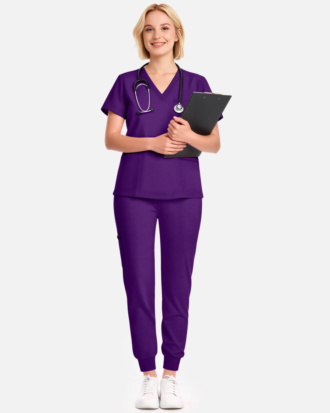 Dark Purple – Eadflie Women's Multi-Pocket Jogger Uniform Pants – product image 78