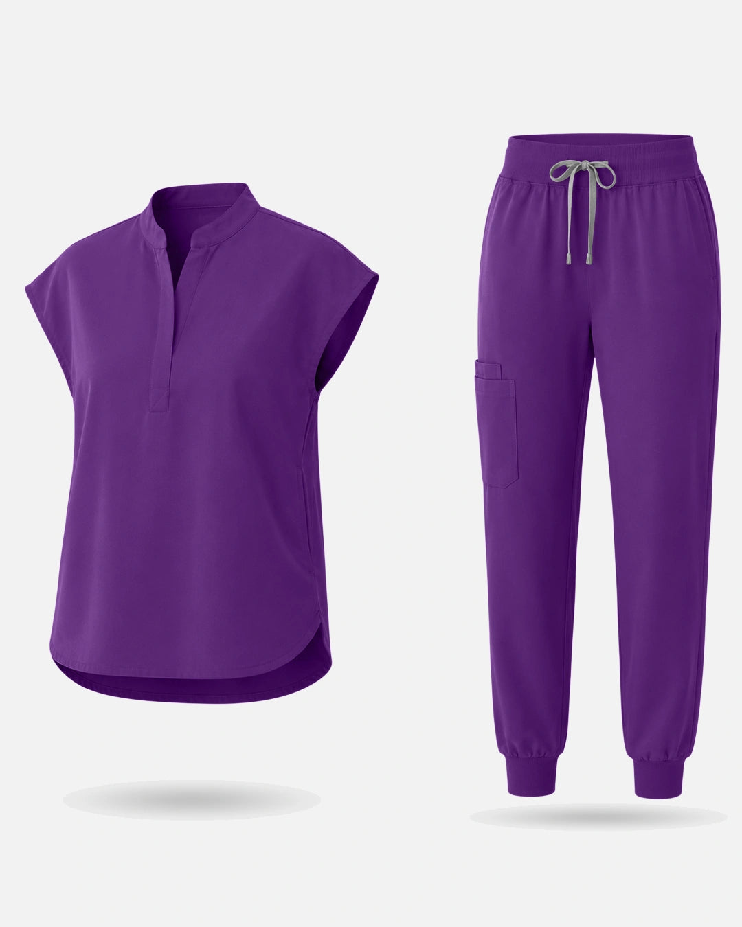 Dark Purple – Eadflie Women's Sleeveless Mandarin Collar Jogger Uniform Set – product image 113