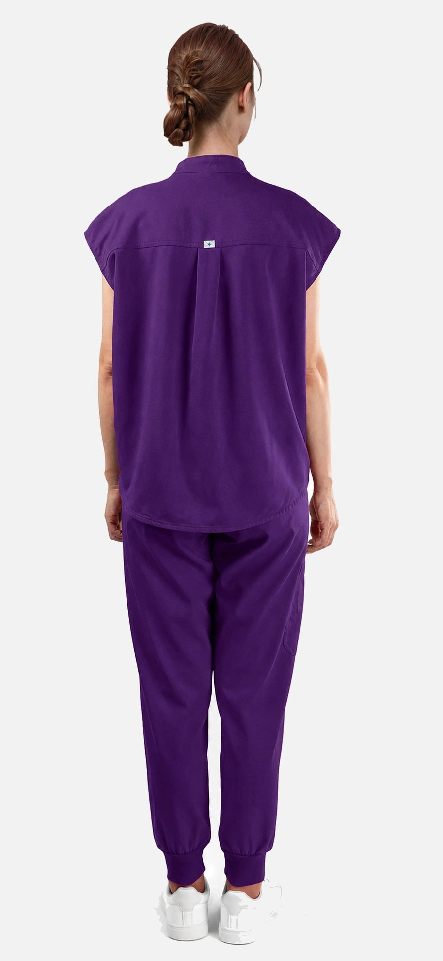 Purple – Eadflie Women's Sleeveless Mandarin Collar Jogger Uniform Set – product image 117