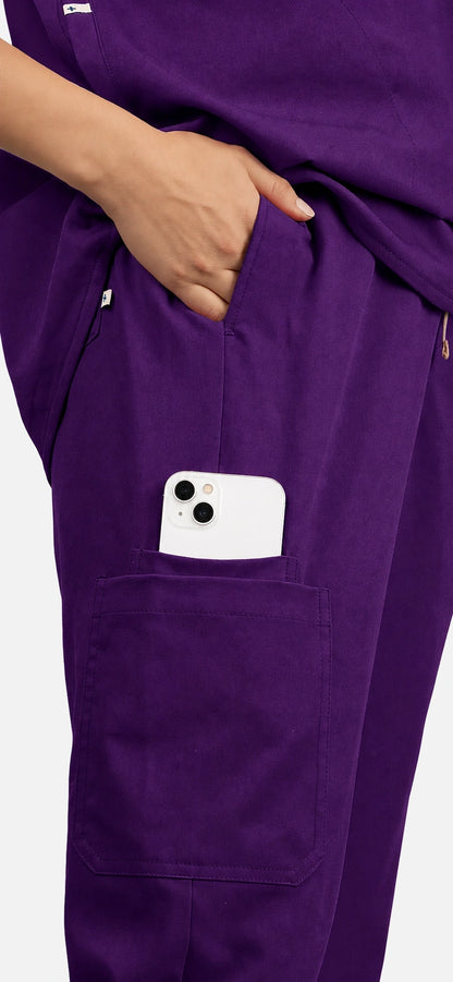 Purple – Eadflie Women's Sleeveless Mandarin Collar Jogger Uniform Set – product image 119