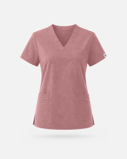 Flesh Pink – Eadflie Women's V-Neck Uniform Top – Short Sleeve 3-Pocket Soft Stretch – product image 26