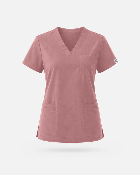 Flesh Pink – Eadflie Women's V-Neck Uniform Top – Short Sleeve 3-Pocket Soft Stretch – product image 26
