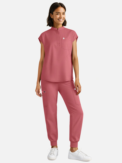 Flesh Pink – Eadflie Women's Henley Sleeveless Jogger Uniform Set – product image 83