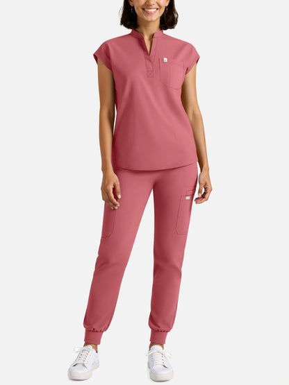 Flesh Pink – Eadflie Women's Henley Sleeveless Jogger Uniform Set – product image 84