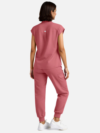 Flesh Pink – Eadflie Women's Henley Sleeveless Jogger Uniform Set – product image 85