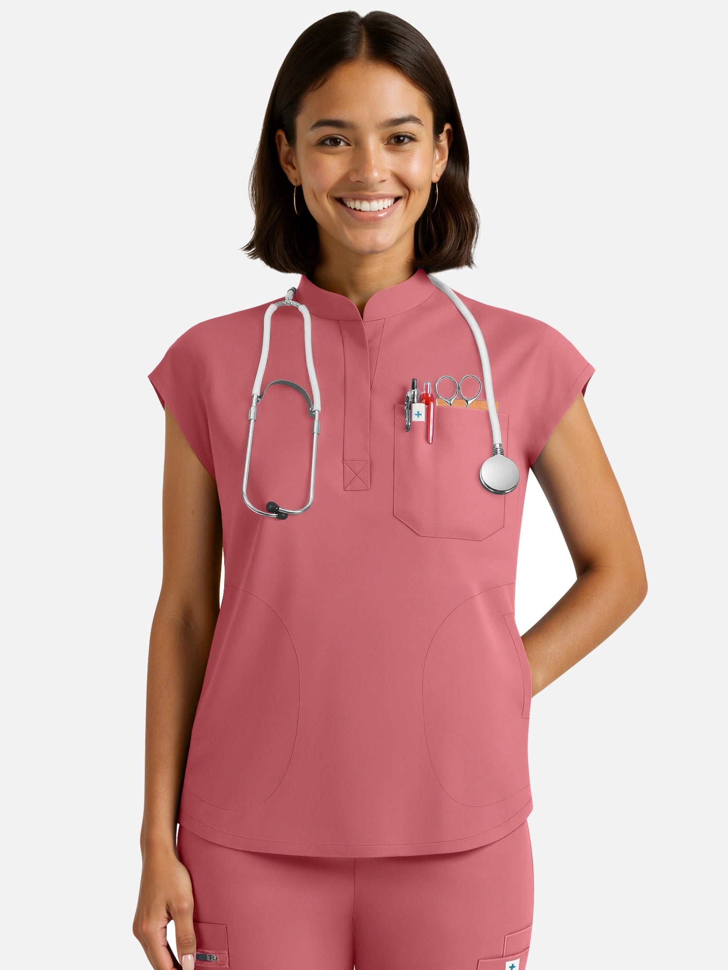 Flesh Pink – Eadflie Women's Henley Sleeveless Jogger Uniform Set – product image 86