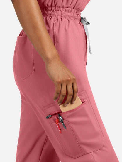Flesh Pink – Eadflie Women's Henley Sleeveless Jogger Uniform Set – product image 87