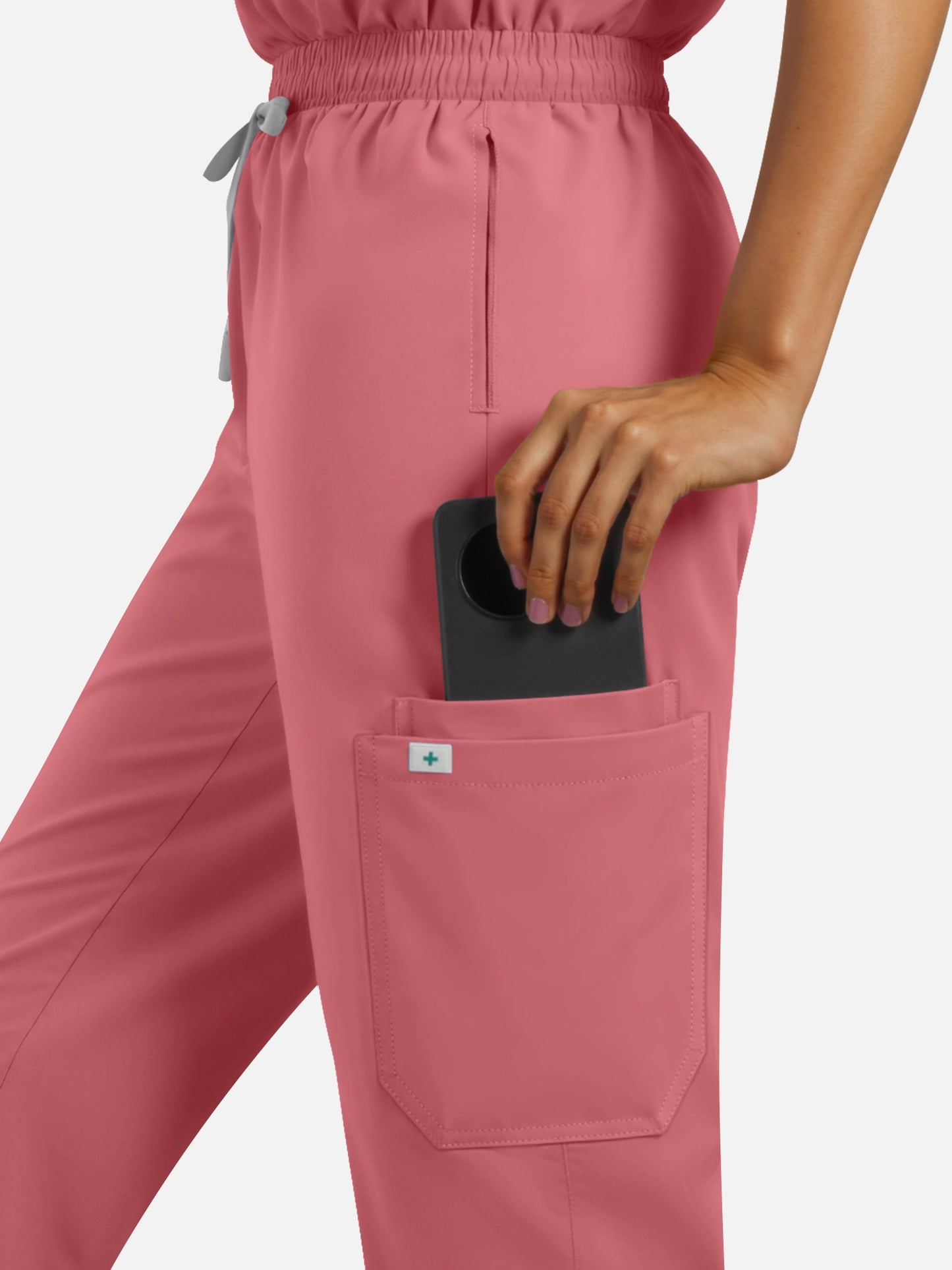 Flesh Pink – Eadflie Women's Henley Sleeveless Jogger Uniform Set – product image 88
