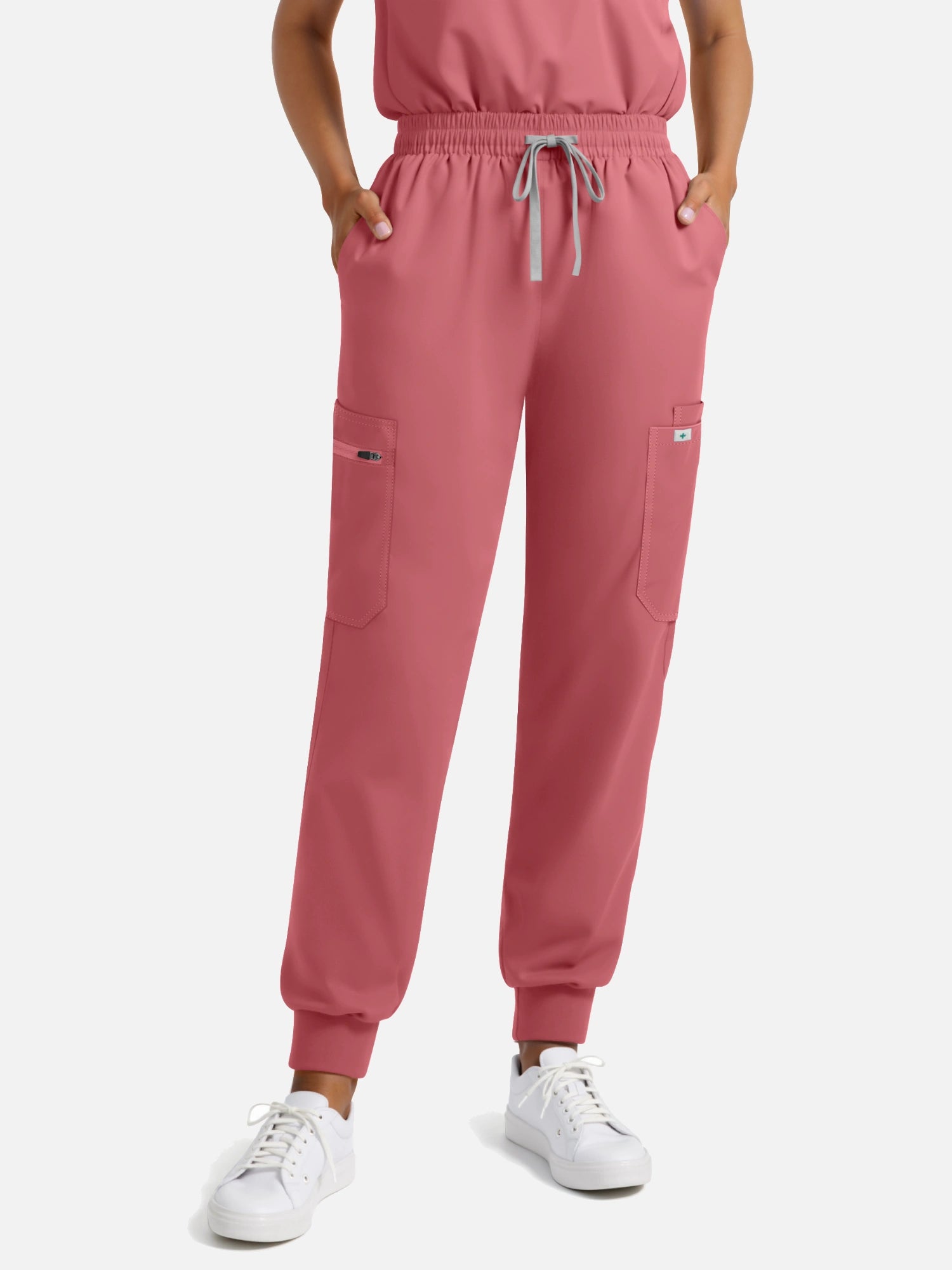 Flesh Pink – Eadflie Women's Henley Sleeveless Jogger Uniform Set – product image 90