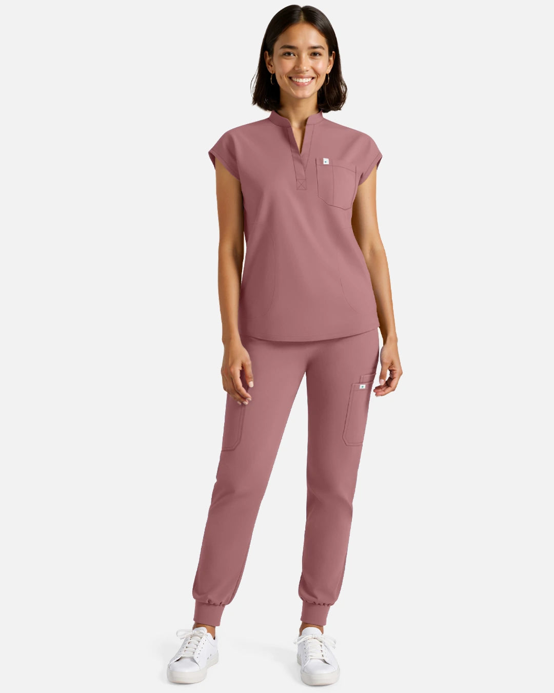 Flesh Pink – Eadflie Women's Sleeveless Henley Uniform Top – product image 25