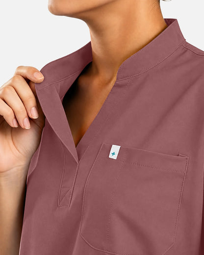 Flesh Pink – Eadflie Women's Sleeveless Henley Uniform Top – product image 29