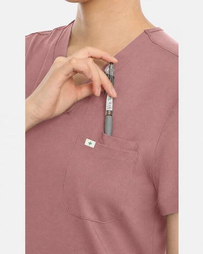 Flesh Pink – Eadflie Women's Classic V-Neck Uniform Top – product image 85